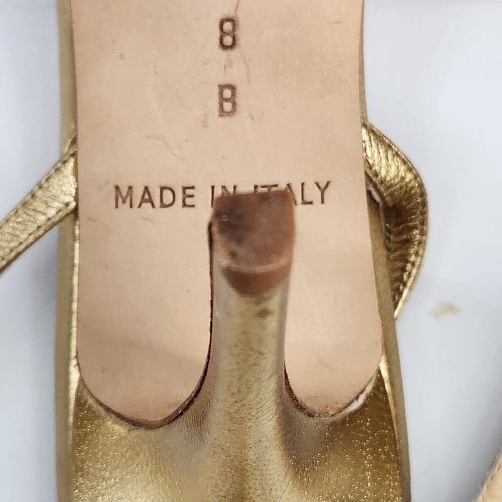 Kate Spade Size 8 Metallic Gold Strappy Open Toe 3 1/2" Heels Made in Italy - Picture 15 of 16